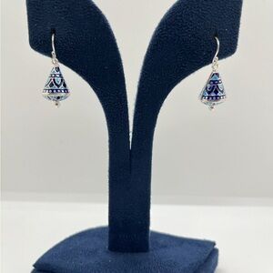 925 sterling Silver and Blue enamel Earrings